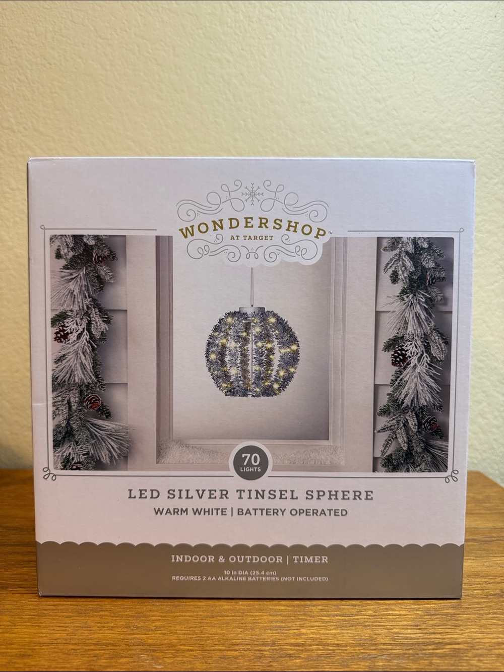 Wondershop Christmas LED Silver Tinsel Sphere
